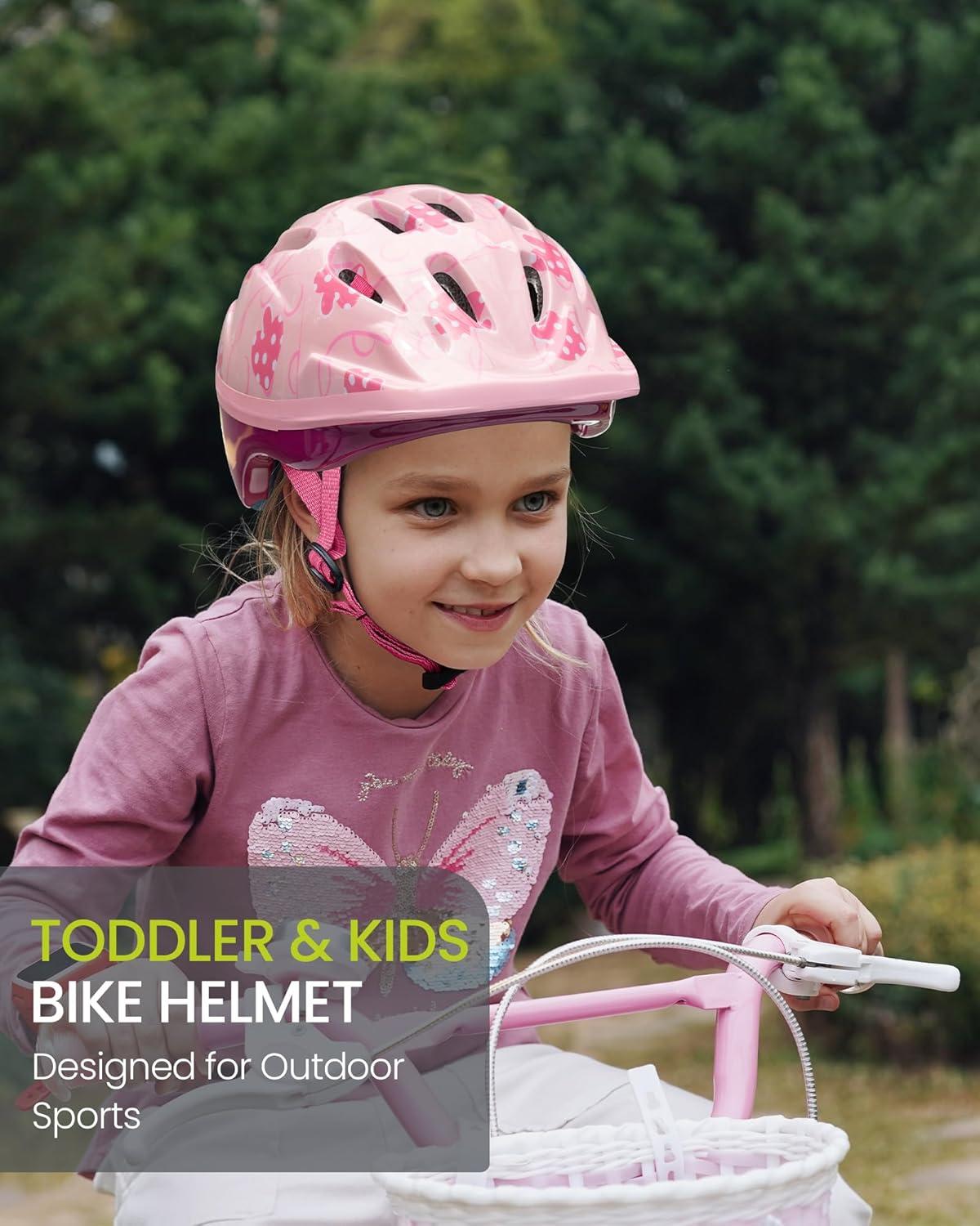imageOutdoorMaster Kids Bike Helmet  from Toddler to Youth Sizes  Adjustable Safety Unicorn Helmet for Children Age 315 14 Vents for MultiSportPolka Dot Mushroom