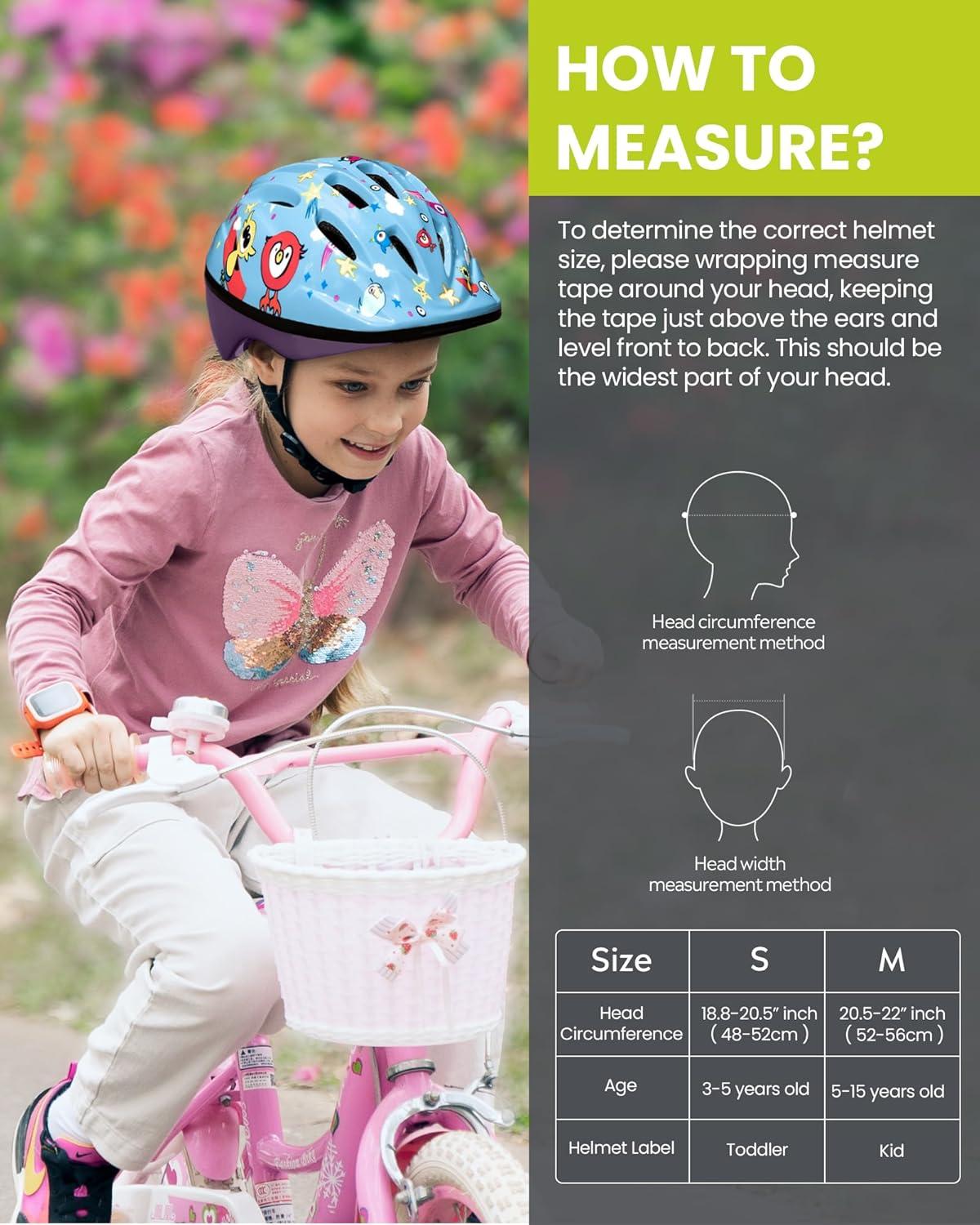 imageOutdoorMaster Kids Bike Helmet  from Toddler to Youth Sizes  Adjustable Safety Unicorn Helmet for Children Age 315 14 Vents for MultiSportRed Birds