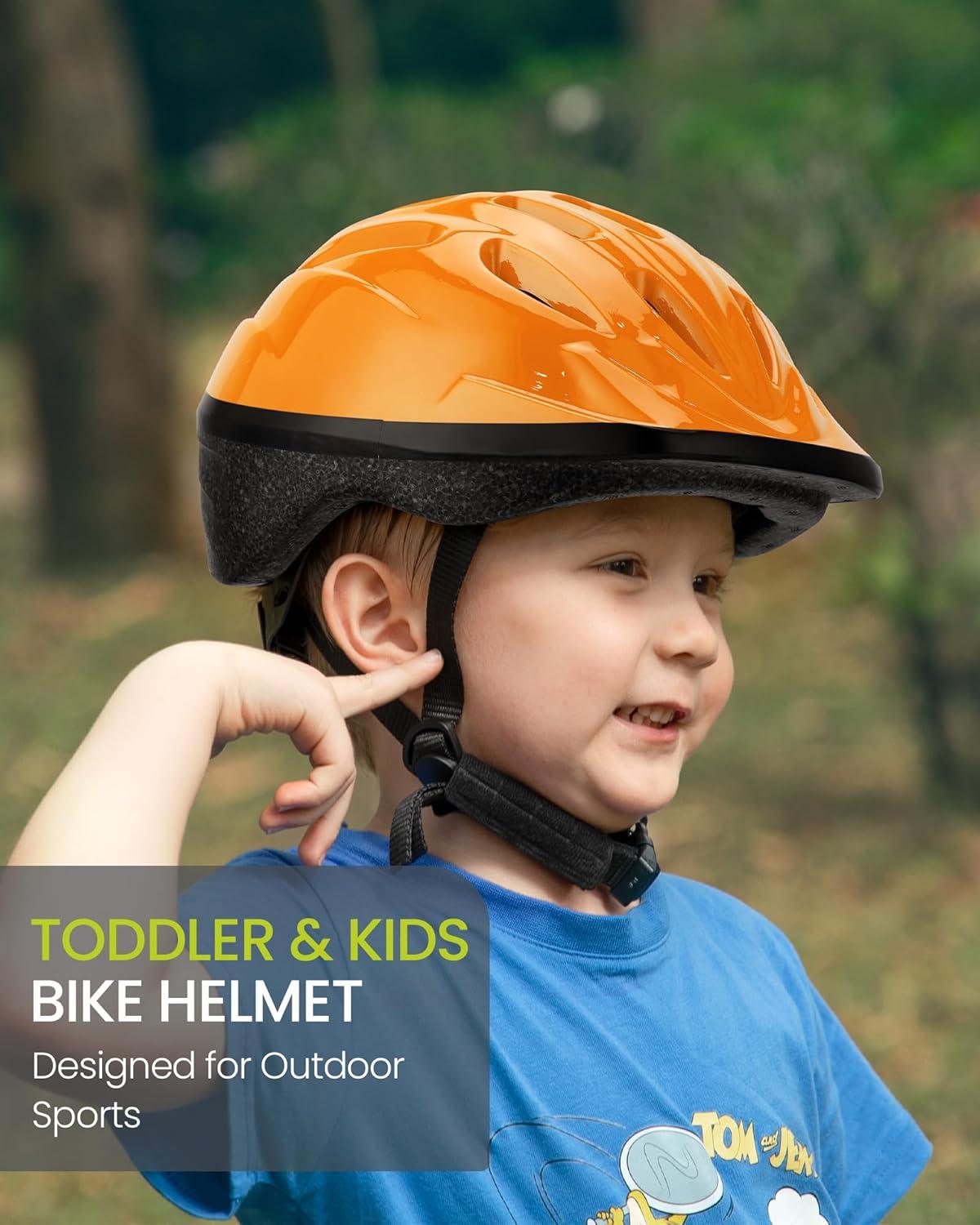 imageOutdoorMaster Kids Bike Helmet  from Toddler to Youth Sizes  Adjustable Safety Unicorn Helmet for Children Age 315 14 Vents for MultiSportSolid Orange