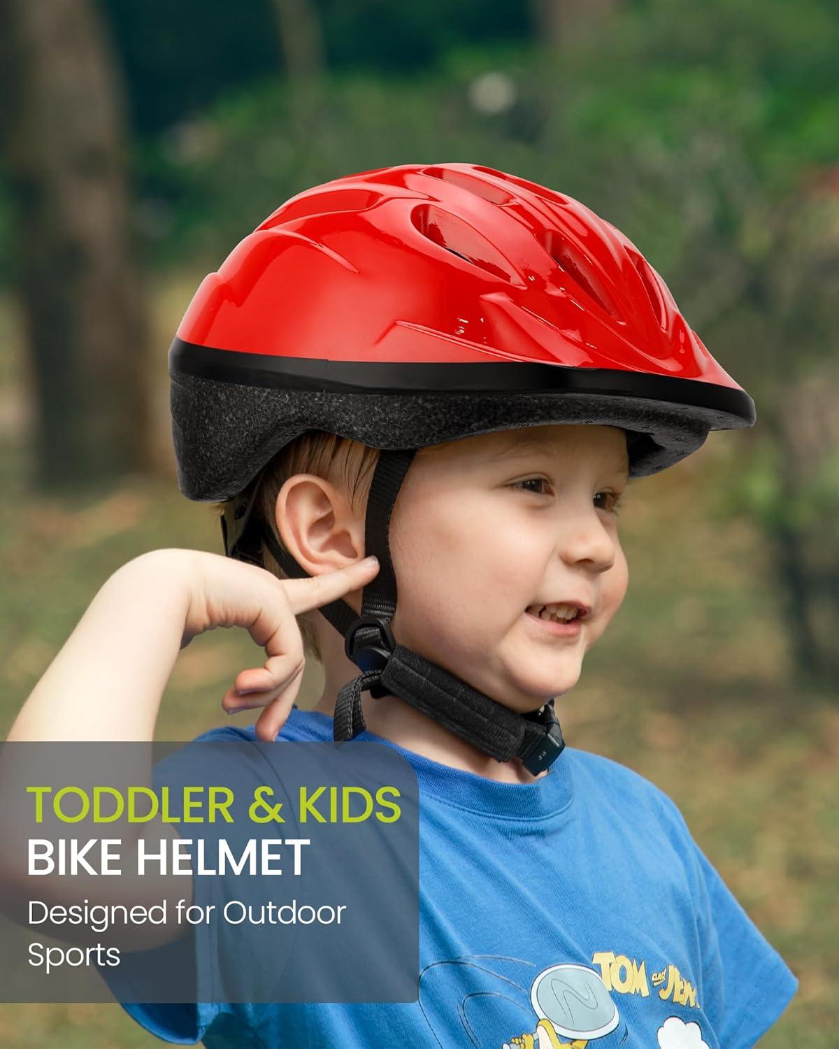 imageOutdoorMaster Kids Bike Helmet  from Toddler to Youth Sizes  Adjustable Safety Unicorn Helmet for Children Age 315 14 Vents for MultiSportSolid Red