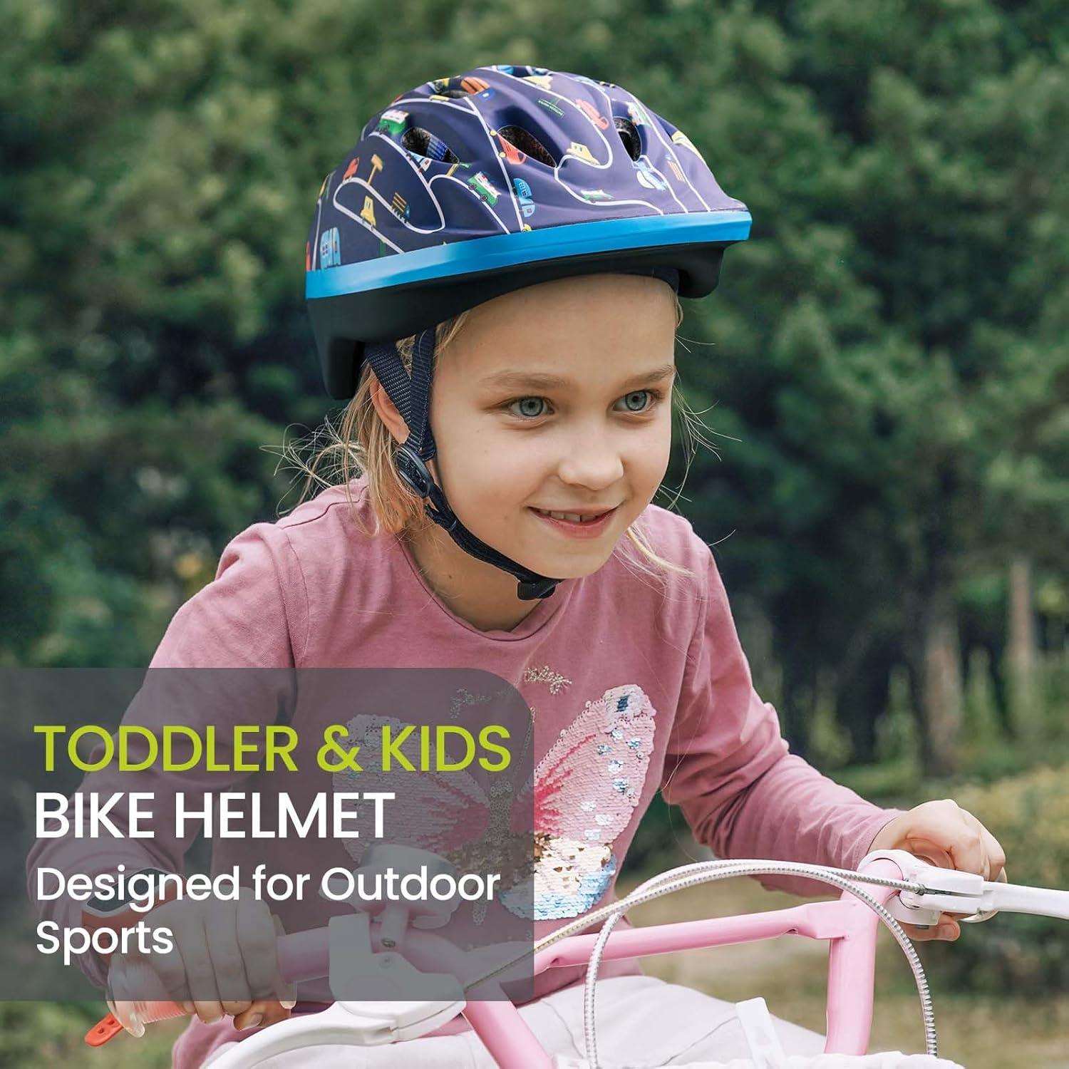 imageOutdoorMaster Kids Bike Helmet  from Toddler to Youth Sizes  Adjustable Safety Unicorn Helmet for Children Age 315 14 Vents for MultiSportYale Blue