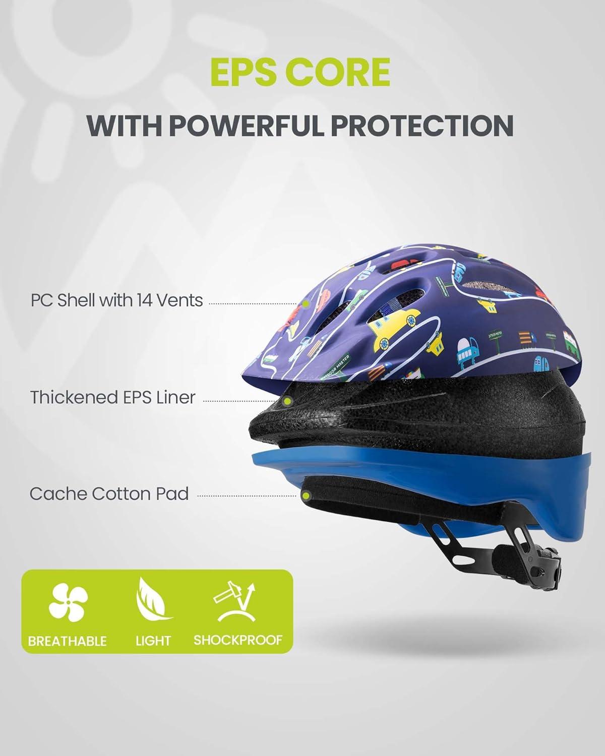 imageOutdoorMaster Kids Bike Helmet  from Toddler to Youth Sizes  Adjustable Safety Unicorn Helmet for Children Age 315 14 Vents for MultiSportYale Blue
