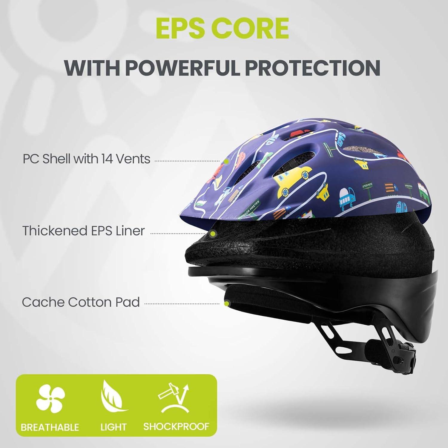 imageOutdoorMaster Kids Bike Helmet  from Toddler to Youth Sizes  Adjustable Safety Unicorn Helmet for Children Age 315 14 Vents for MultiSportYale Blue