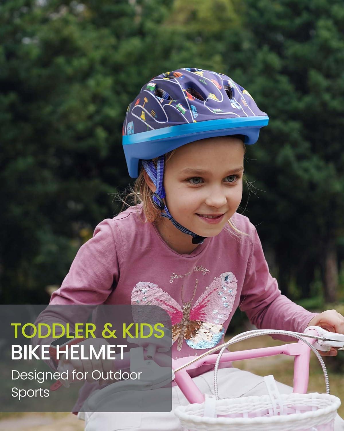 imageOutdoorMaster Kids Bike Helmet  from Toddler to Youth Sizes  Adjustable Safety Unicorn Helmet for Children Age 315 14 Vents for MultiSportYale Blue