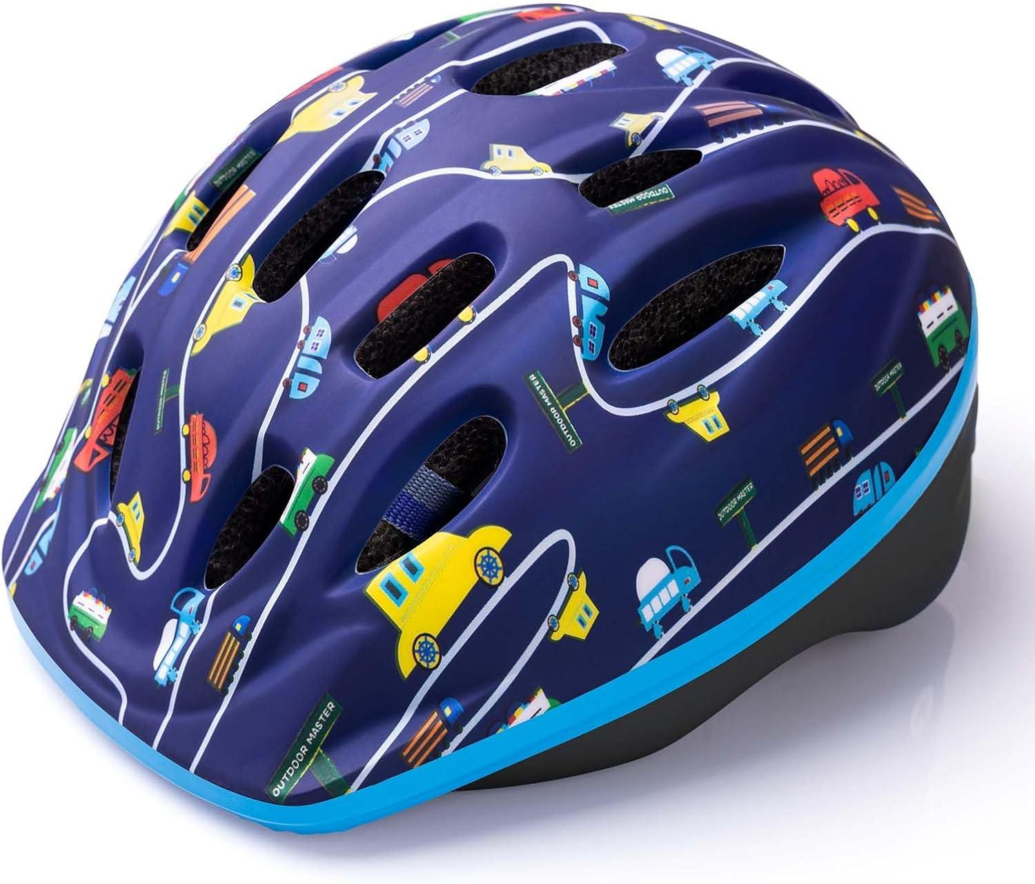 imageOutdoorMaster Kids Bike Helmet  from Toddler to Youth Sizes  Adjustable Safety Unicorn Helmet for Children Age 315 14 Vents for MultiSportYale Blue