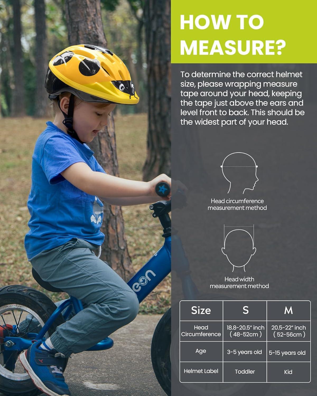 imageOutdoorMaster Kids Bike Helmet  from Toddler to Youth Sizes  Adjustable Safety Unicorn Helmet for Children Age 315 14 Vents for MultiSportYellow Ladybug