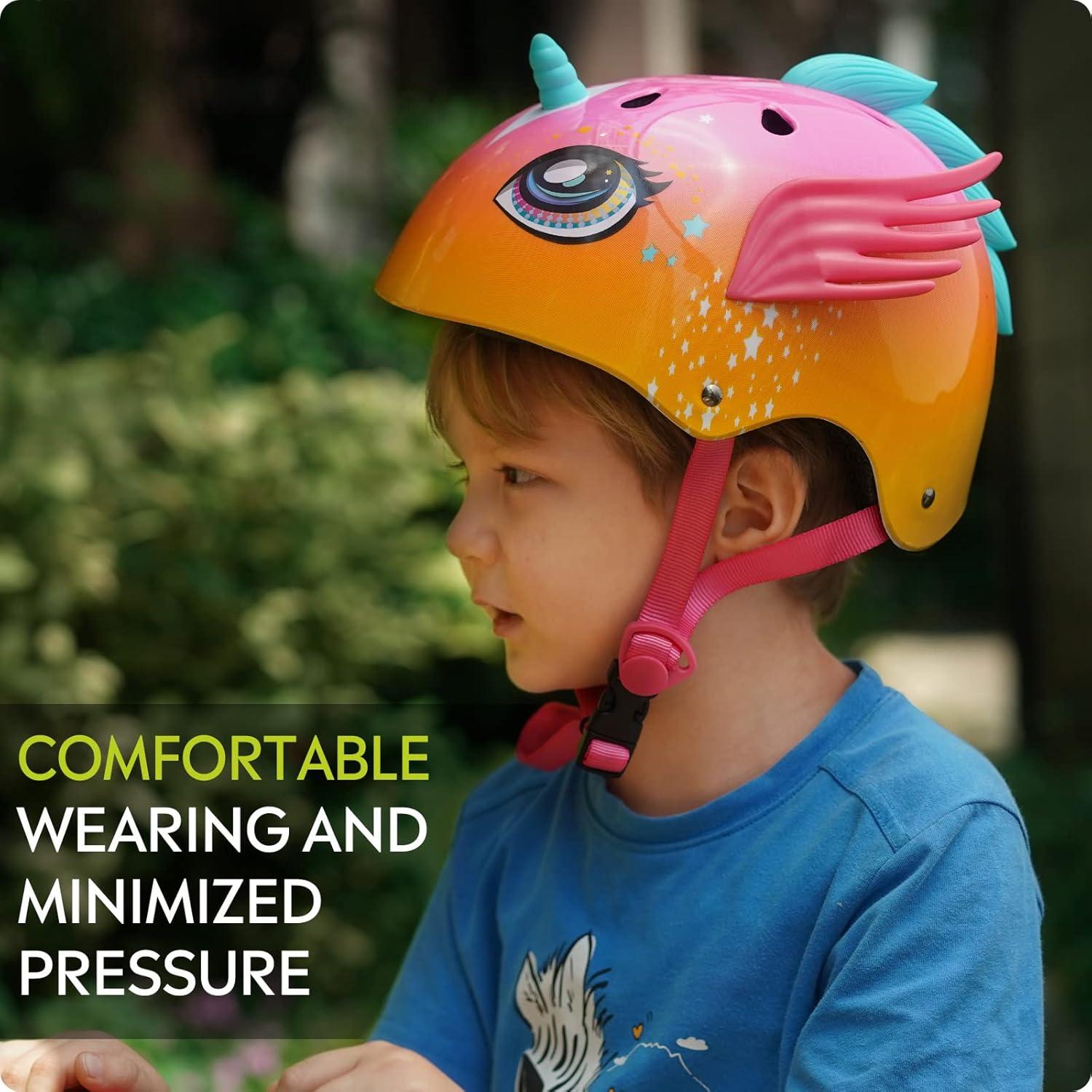 imageOutdoorMaster Toddler Kids Bike Helmet Unicorn Bicycle Helmet for Girl Boy MultiSport 2 Sizes Adjustable Safety Helmet for Children Age 512 9 Vents for Kids Skating Cycling Scooter