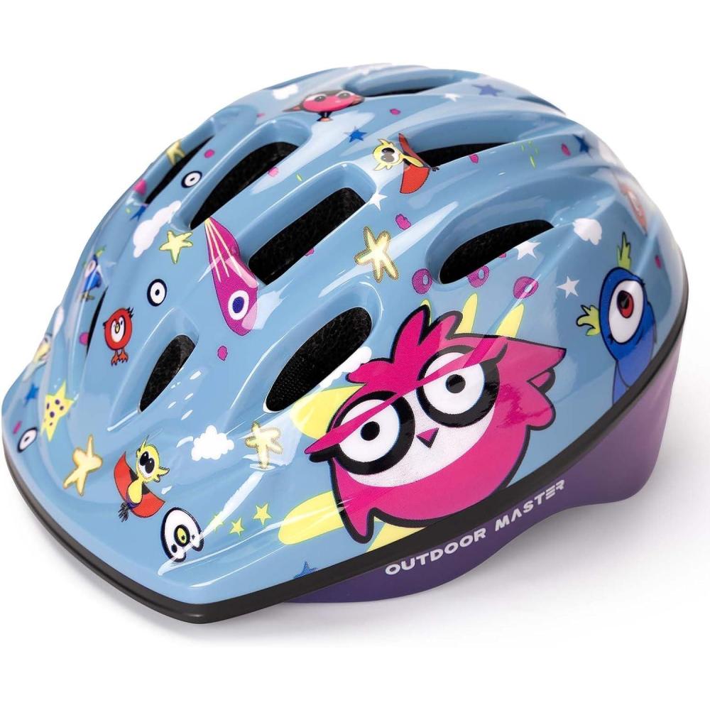 imageOutdoorMaster Kids Bike Helmet  from Toddler to Youth Sizes  Adjustable Safety Unicorn Helmet for Children Age 315 14 Vents for MultiSportRed Birds