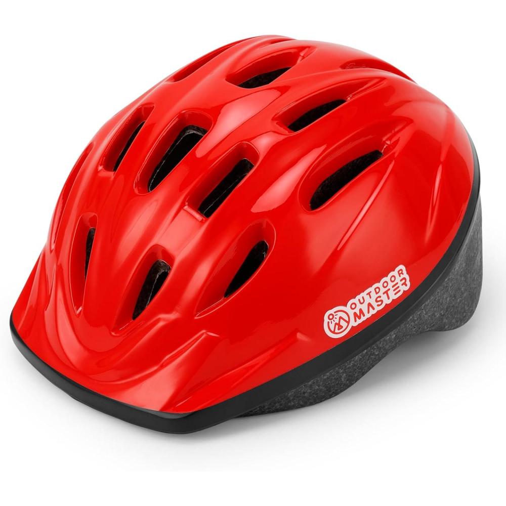 imageOutdoorMaster Kids Bike Helmet  from Toddler to Youth Sizes  Adjustable Safety Unicorn Helmet for Children Age 315 14 Vents for MultiSportSolid Red