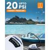 imageOutdoorMaster 20PSI High Pressure SUP Air Pump Shark  Intelligent Dual Stage Inflation ampamp AutoOff ampamp Deflation 12V DC Car Connector for Inflatable Stand Up Paddle Boards BoatsWhite  Blue