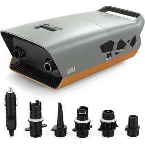 imageOutdoorMaster 20PSI High Pressure SUP Air Pump The Cachalot 2 Mini Paddle Board Pump Intelligent Dual Stage Inflation ampamp AutoOff Deflation Function 12V DC Car Connector for Inflatable SUP BoardsCachalot