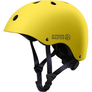 imageOutdoorMaster Youth ampamp Kids Bike Helmet  Adjustable MultiSports Skateboard Helmet with Removable Liners for Balance Bike Toddler Scooter One Wheel HoverboardYellow