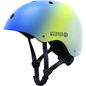 imageOutdoorMaster Youth ampamp Kids Bike Helmet  Adjustable MultiSports Skateboard Helmet with Removable Liners for Balance Bike Toddler Scooter One Wheel HoverboardBlue Shades
