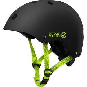 imageOutdoorMaster Youth ampamp Kids Bike Helmet  Adjustable MultiSports Skateboard Helmet with Removable Liners for Balance Bike Toddler Scooter One Wheel HoverboardBlack Green