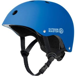 imageOutdoorMaster Youth ampamp Kids Bike Helmet  Adjustable MultiSports Skateboard Helmet with Removable Liners for Balance Bike Toddler Scooter One Wheel HoverboardDark Blue