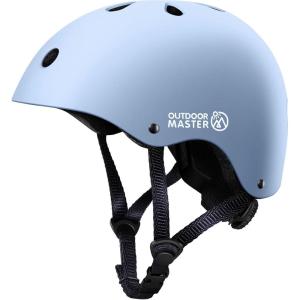imageOutdoorMaster Youth ampamp Kids Bike Helmet  Adjustable MultiSports Skateboard Helmet with Removable Liners for Balance Bike Toddler Scooter One Wheel HoverboardLight Blue