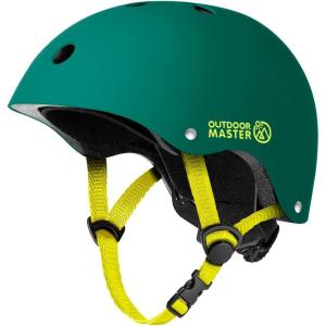 imageOutdoorMaster Youth ampamp Kids Bike Helmet  Adjustable MultiSports Skateboard Helmet with Removable Liners for Balance Bike Toddler Scooter One Wheel HoverboardDeep Green