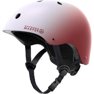 imageOutdoorMaster Youth ampamp Kids Bike Helmet  Adjustable MultiSports Skateboard Helmet with Removable Liners for Balance Bike Toddler Scooter One Wheel HoverboardPink Red Gradient