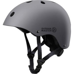 imageOutdoorMaster Youth ampamp Kids Bike Helmet  Adjustable MultiSports Skateboard Helmet with Removable Liners for Balance Bike Toddler Scooter One Wheel HoverboardGrey