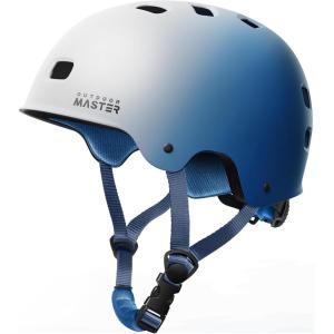 imageOutdoorMaster Skateboard Cycling Helmet  Two Removable Liners Ventilation MultiSport Scooter Roller Skate Inline Skating Rollerblading for Kids Youth ampamp AdultsWhite Blue Gradient