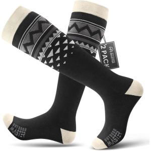 imageOutdoorMaster Unisex Ski SocksSkiing and Snowboarding Socks for Men ampamp Women with Over the Calf DesignNonSlip CuffAblack