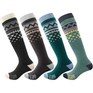 imageOutdoorMaster Unisex Ski SocksSkiing and Snowboarding Socks for Men ampamp Women with Over the Calf DesignNonSlip CuffAblackgraybluegreen