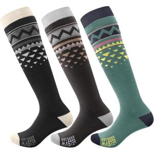 imageOutdoorMaster Unisex Ski SocksSkiing and Snowboarding Socks for Men ampamp Women with Over the Calf DesignNonSlip CuffAblackgraygreen