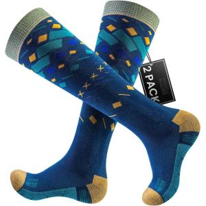 imageOutdoorMaster Unisex Ski SocksSkiing and Snowboarding Socks for Men ampamp Women with Over the Calf DesignNonSlip CuffBlue