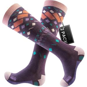 imageOutdoorMaster Unisex Ski SocksSkiing and Snowboarding Socks for Men ampamp Women with Over the Calf DesignNonSlip CuffPurple