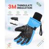 imageOutdoorMaster Kids Ski Snow Gloves 3M Thinsulate Winter Windproof Waterproof Thermal Gloves for Boys ampamp Girls Fits Youth Winter Sports Skiing SnowboardBlue