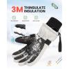 imageOutdoorMaster Kids Ski Snow Gloves 3M Thinsulate Winter Windproof Waterproof Thermal Gloves for Boys ampamp Girls Fits Youth Winter Sports Skiing SnowboardGrey