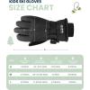 imageOutdoorMaster Kids Ski Snow Gloves 3M Thinsulate Winter Windproof Waterproof Thermal Gloves for Boys ampamp Girls Fits Youth Winter Sports Skiing SnowboardBlack