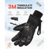 imageOutdoorMaster Kids Ski Snow Gloves 3M Thinsulate Winter Windproof Waterproof Thermal Gloves for Boys ampamp Girls Fits Youth Winter Sports Skiing SnowboardBlack