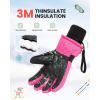 imageOutdoorMaster Kids Ski Snow Gloves 3M Thinsulate Winter Windproof Waterproof Thermal Gloves for Boys ampamp Girls Fits Youth Winter Sports Skiing SnowboardPink