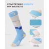 imageOutdoorMaster Kids Ski Socks Over the Calf Design Warm Thermal Snowboard Skating Socks for Boys ampamp GirlsA Blue Yellow2grey Blue2