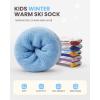 imageOutdoorMaster Kids Ski Socks Over the Calf Design Warm Thermal Snowboard Skating Socks for Boys ampamp GirlsA Blue Yellow2grey Blue2
