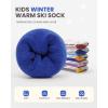 imageOutdoorMaster Kids Ski Socks Over the Calf Design Warm Thermal Snowboard Skating Socks for Boys ampamp GirlsA Blue Yellowgrey Bluegray