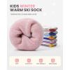 imageOutdoorMaster Kids Ski Socks Over the Calf Design Warm Thermal Snowboard Skating Socks for Boys ampamp GirlsA Pink Graypurple