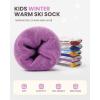 imageOutdoorMaster Kids Ski Socks Over the Calf Design Warm Thermal Snowboard Skating Socks for Boys ampamp GirlsA Purplegray