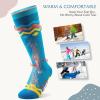 imageOutdoorMaster Kids Ski Socks Over the Calf Design Warm Thermal Snowboard Skating Socks for Boys ampamp GirlsBlue Sky