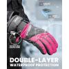 imageOutdoorMaster Ski Snow Gloves for Women ampamp Men 3M Thinsulate Waterproof Snowboard Gloves Winter Warm Windproof Snowmobile Gloves with DoublePocketBlackRose