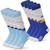 imageOutdoorMaster Kids Ski Socks Over the Calf Design Warm Thermal Snowboard Skating Socks for Boys ampamp GirlsA Blue Yellow2grey Blue2