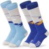 imageOutdoorMaster Kids Ski Socks Over the Calf Design Warm Thermal Snowboard Skating Socks for Boys ampamp GirlsA Blue Yellowgrey Blue