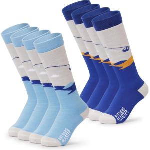 imageOutdoorMaster Kids Ski Socks Over the Calf Design Warm Thermal Snowboard Skating Socks for Boys ampamp GirlsA Blue Yellow2grey Blue2