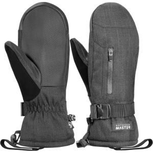 imageOutdoorMaster Ski Mittens for Women ampamp Men Waterproof ampamp Windproof Ski Gloves Winter Warm Snowboarding GlovesBlack