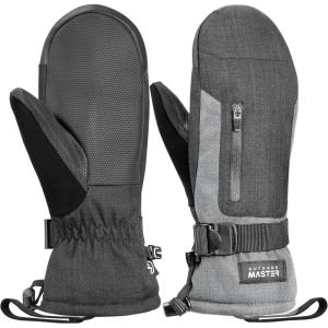 imageOutdoorMaster Ski Mittens for Women ampamp Men Waterproof ampamp Windproof Ski Gloves Winter Warm Snowboarding GlovesBlackGray