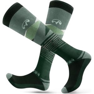 imageOutdoorMaster Ski Socks 2Pair Pack Skiing and Snowboarding Thermal Socks for Men with NonSlip Cuff DesignArmy Green