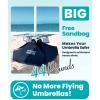 imageOutdoorMaster Beach Umbrella with Sand Bag  65ft Beach Umbrella with Sand Anchor UPF 50 PU Coating with Carry Bag for Patio and Outdoor  Navy StripedB02 New VersionBlueWhite Striped with Cup Holder