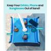 imageOutdoorMaster Beach Umbrella with Sand Bag  65ft Beach Umbrella with Sand Anchor UPF 50 PU Coating with Carry Bag for Patio and Outdoor  Navy StripedB03 New VersionLight Blue Striped with Cup Holder