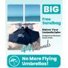 imageOutdoorMaster Beach Umbrella with Sand Bag  65ft Beach Umbrella with Sand Anchor UPF 50 PU Coating with Carry Bag for Patio and Outdoor  Navy StripedB01 New VersionNavy Striped with Cup Holder